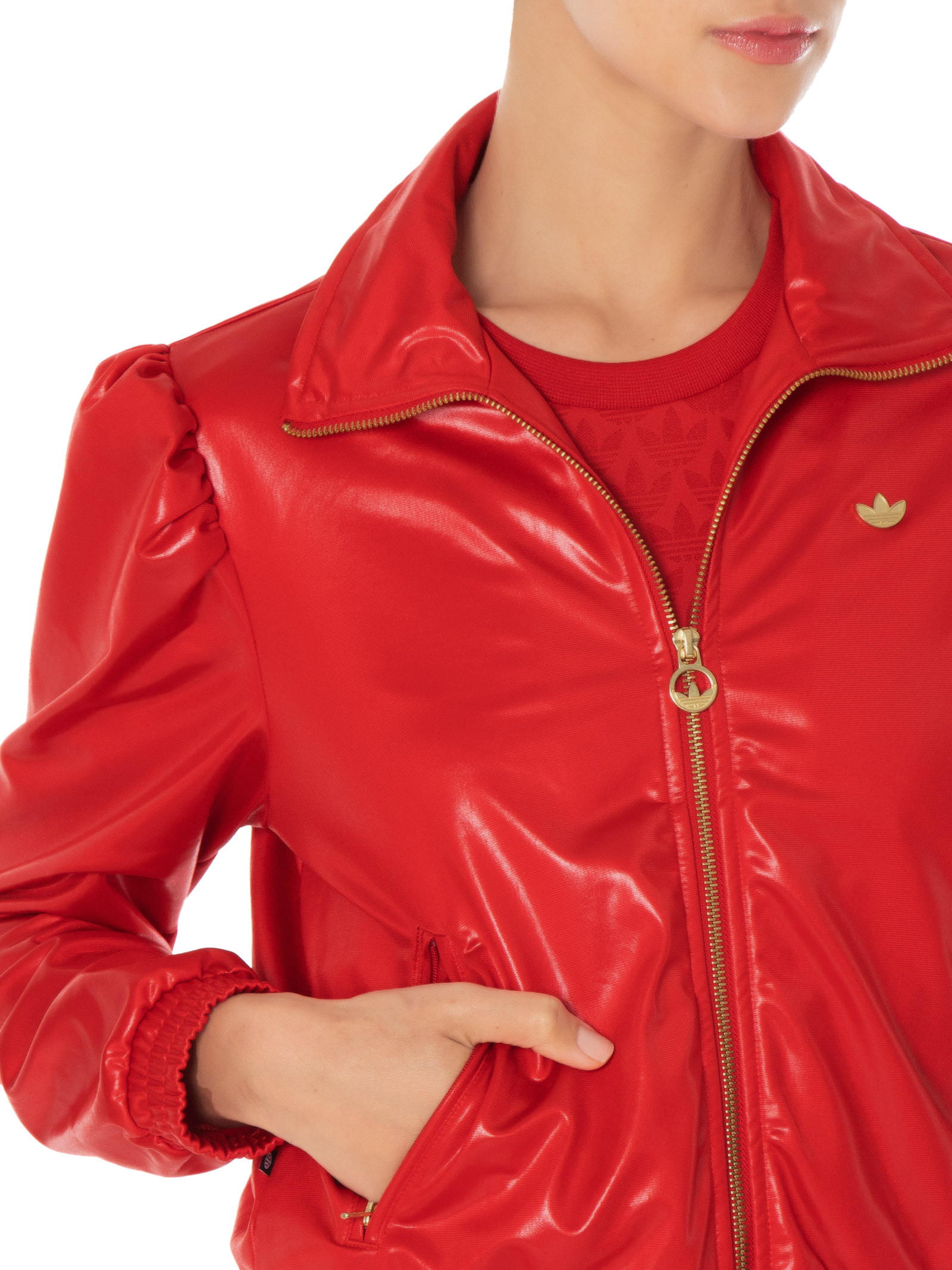 Jaqueta Internacional Dianna Feminina Preta e Vermelha - FutFanatics