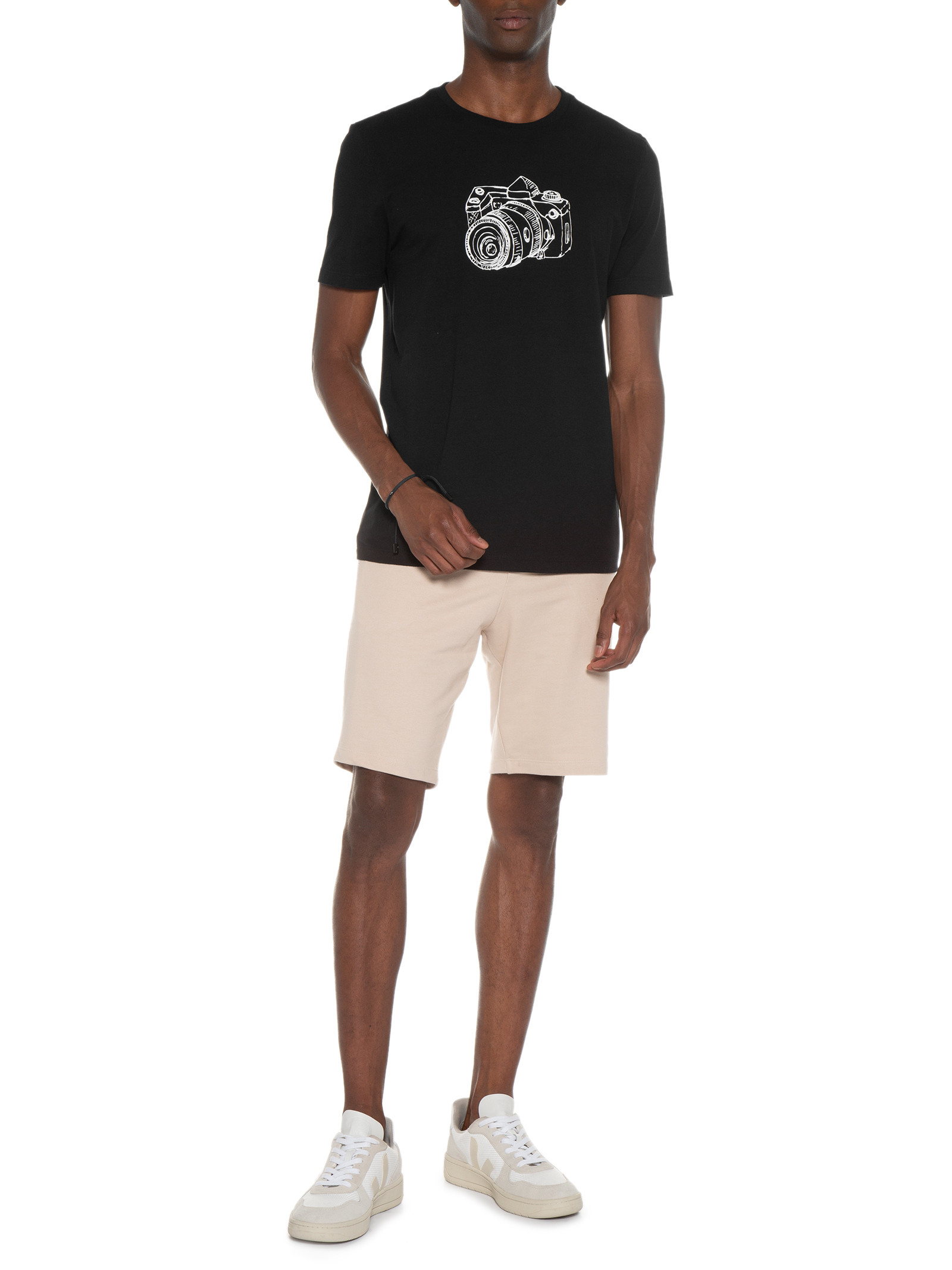 T-shirt Masculina Confort Estampada Câmera - Barche - Preto - Shop2gether