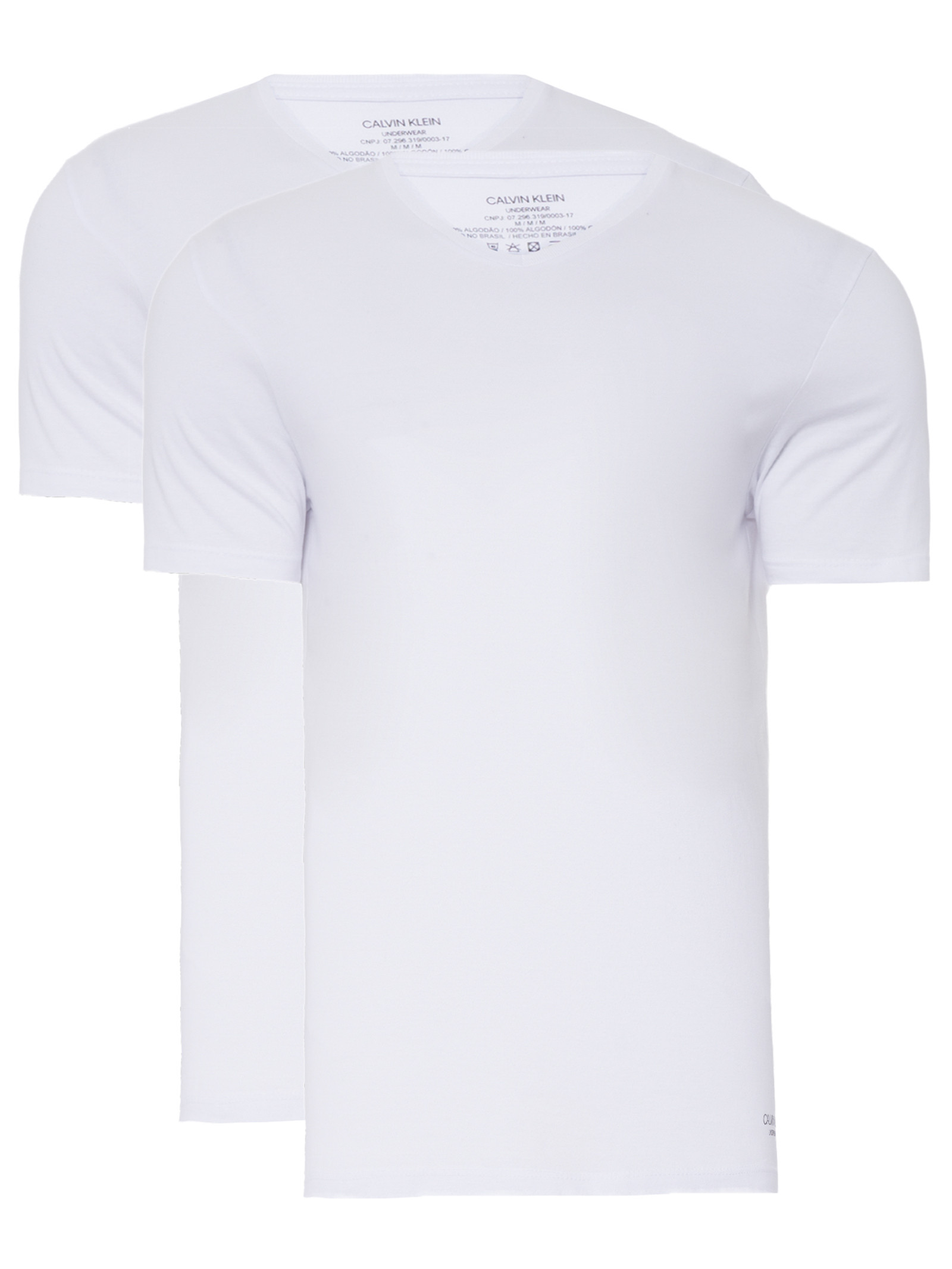 Kit 2 Camisetas Cotton Gola V - Calvin Klein Underwear - Branco -  Shop2gether