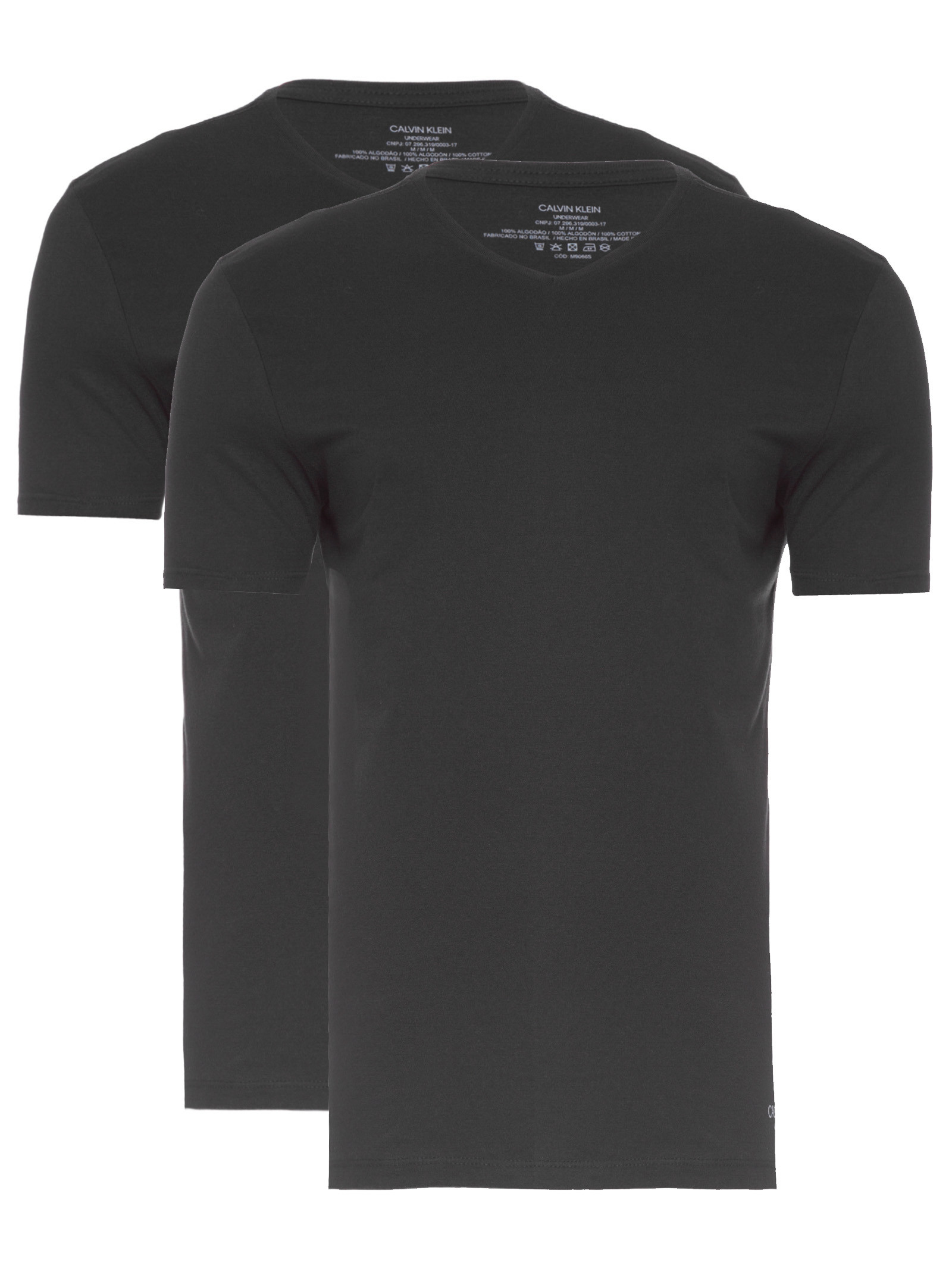 Kit 2 Camisetas Cotton Gola V - Calvin Klein Underwear - Preto