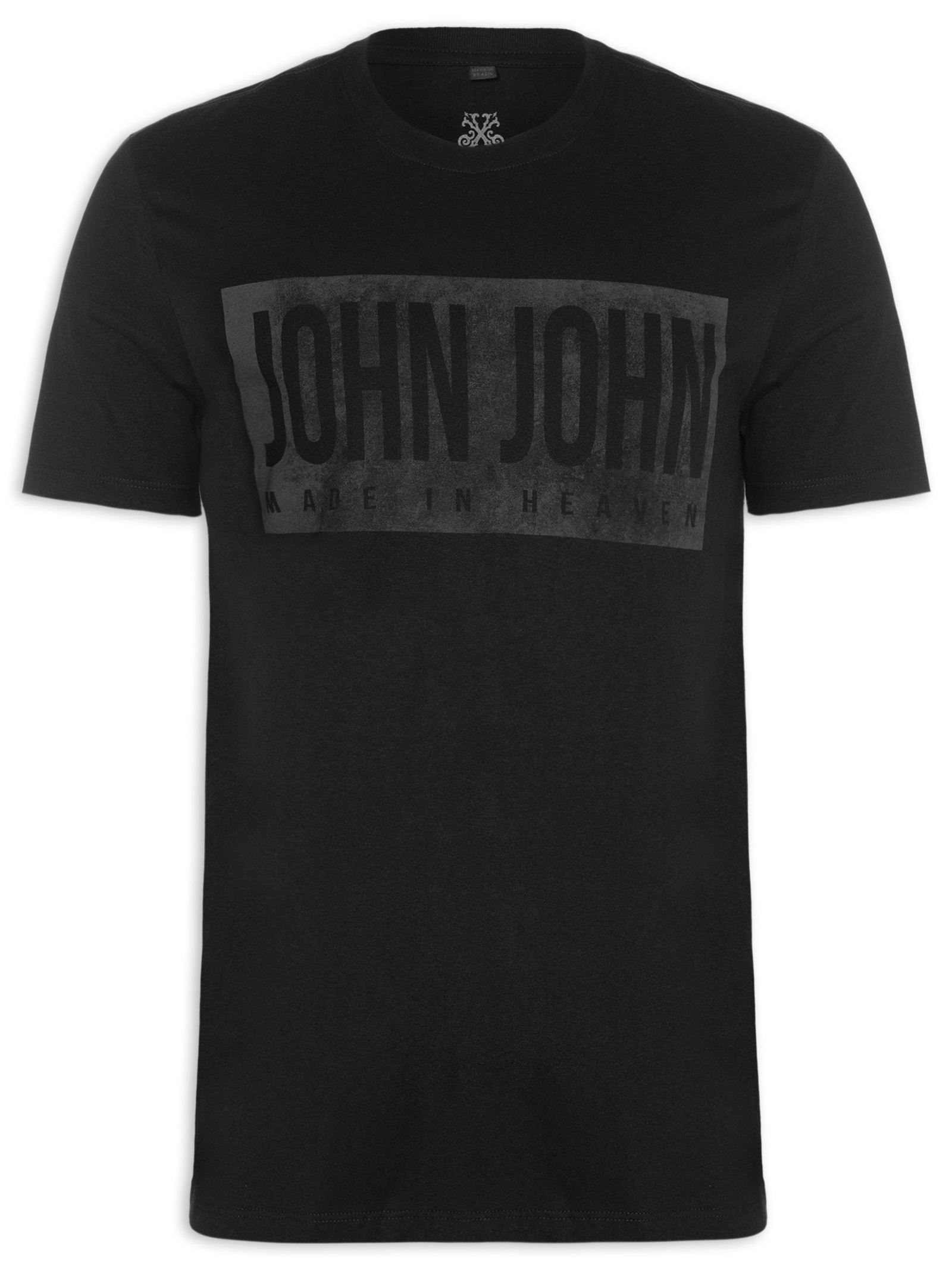 Camiseta John John Estampada Manga Curta Feminina - Preto