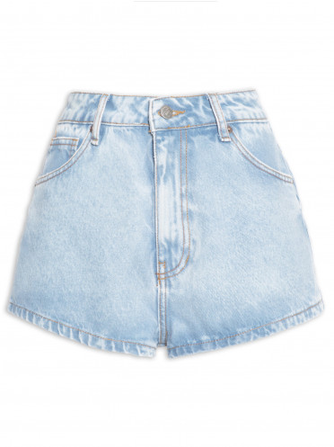 Short Feminino Pockets Jeans Médio - Azul