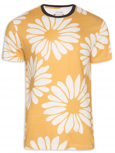 T-shirt Masculina Macro Daisy Sun - Amarelo 
