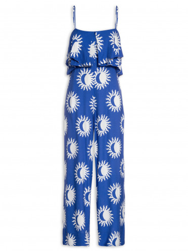 Macacão Feminino Pantalona Maré De Sol - Azul