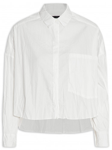 Camisa Feminina Cropped Tricoline Pleat - Off White