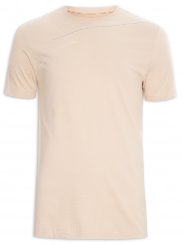 Camiseta Masculina Estampa Linhas Cruzadas - Bege