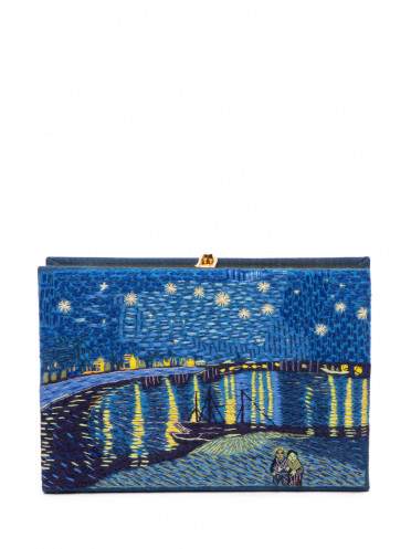 Bolsa Feminina Book Clutch Starry Night Van Gogh - Azul