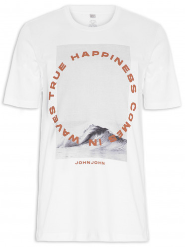 T-shirt Masculina Relaxed True Happiness - Branco