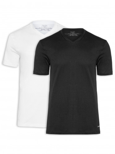 Kit de Camisetas Masculinas V-neck 2 Peças - Preto