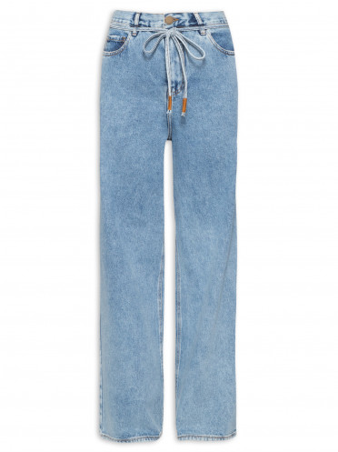 Calça Feminina Jeans Pantalona Maxi Clochard - Azul