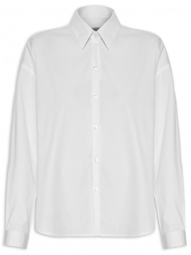 Camisa Feminina Em Algodão Com Fenda Nas Costas - Off White