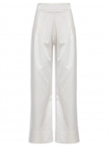 Calça Feminina Pantalona Acetinada - Branco