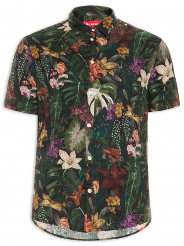 Camisa Masculina Estampada Jardim Botânico - Preto