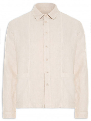 Camisa Masculina Overshirt Linen Tropicalia - Bege