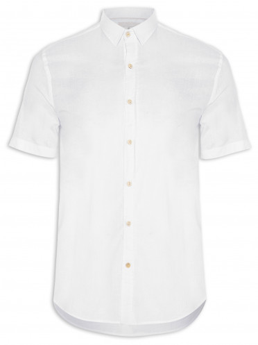Camisa Masculina Blend Linen Manga Curta - Branco