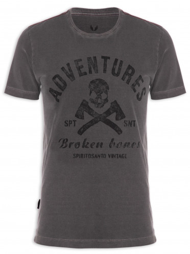Camiseta Masculina Adventure Skull - Cinza