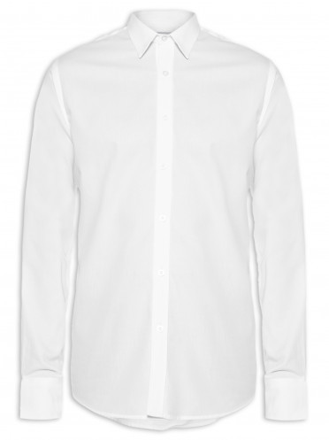Camisa Masculina Regular Fit Texturizada Algodão Pima - Branco