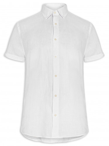 Camisa Masculina Puro Linho Tinturado - Branco