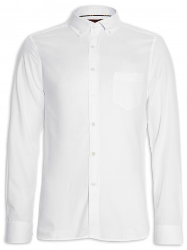 Camisa Masculina Oxford Leve Bolso - Branco