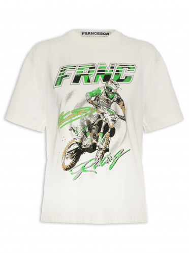 T-Shirt Feminina Racing - Off White