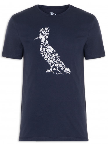 Camiseta Masculina Estampada Pica Pau Hibisco - Azul