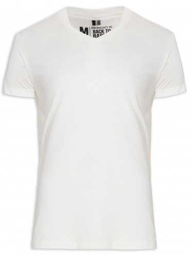 Camiseta Masculina Basica Gola V - Branco