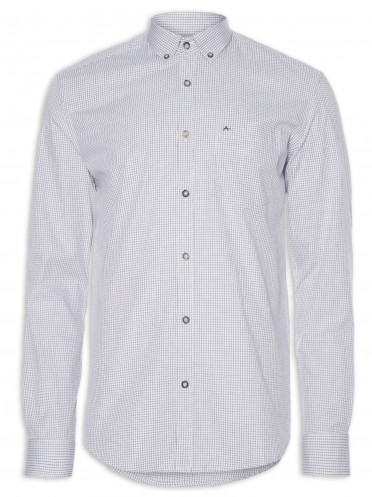 Camisa Masculina Regular Tricoline Micro Xadrez - Branco