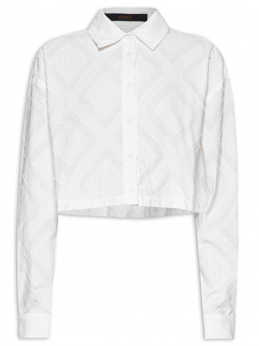Camisa Feminina Cropped Losango - Branco