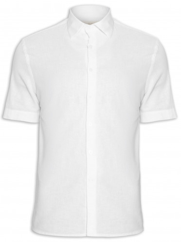 Camisa Masculina Cambraia Uni Manga Curta - Branco