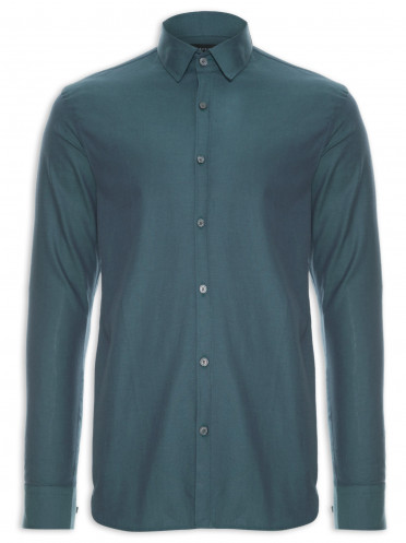 Camisa Masculina Slim Oxford Fio 50 - Verde