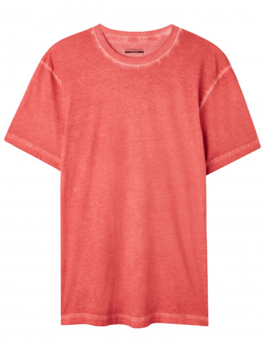 Camiseta Em Algodão Oil Washed - Vermelho