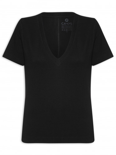 Camiseta Feminina New Comfort Gola U - Camys - Preto - Shop2gether