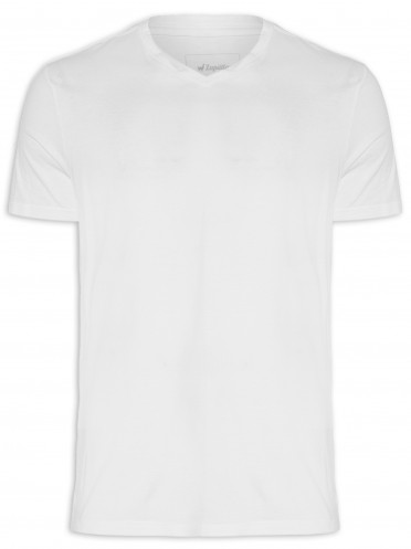 Camiseta Masculina Gola V Neck - Branco