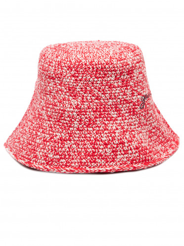 Chapéu Feminino Cotton Crochet Bucket Hat - Vermelho