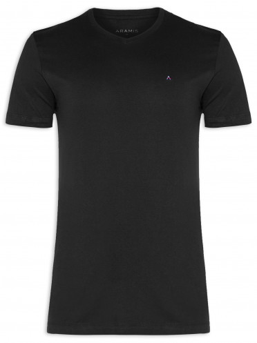 Camiseta Masculina Básica Gola V (pa) - Preto