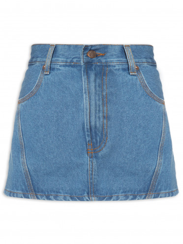 Mini Saia Jeans Recortes - Azul