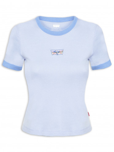 T-shirt Feminina Graphic Ringer Mini Tee - Azul