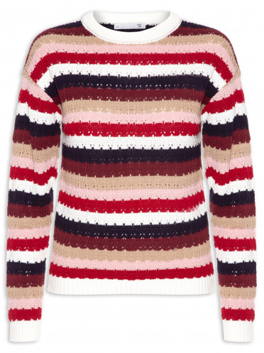 Suéter Feminino Tricot Colorido - Vermelho