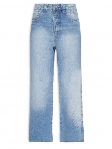 Calça Feminina Jeans Cropped Imaginários - Azul
