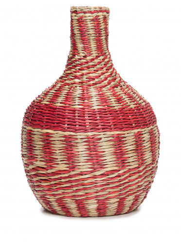 Vaso De Bambu E Palha De Algas Marinhas Arauara - Vermelho