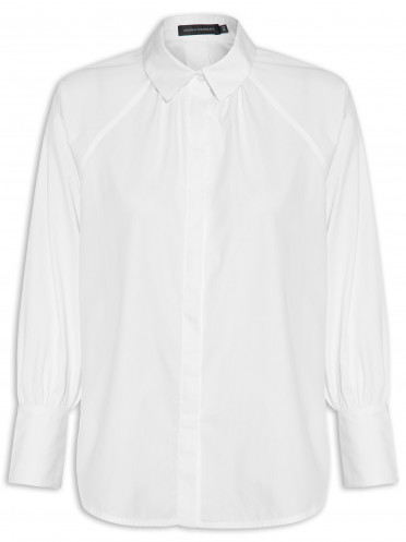 Camisa Feminina Franzida Punho Longo - Branco