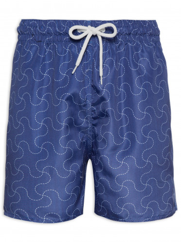 Short Masculino Beachwear Estampado Orgânico - Azul