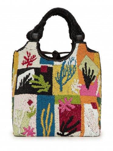 Bolsa Feminina Beaded Cote Bag Coral Patchwork - Preto