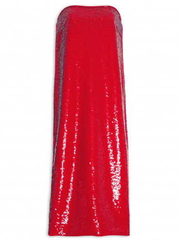 Vestido Tomara Que Caia Midi Paetê - Vermelho