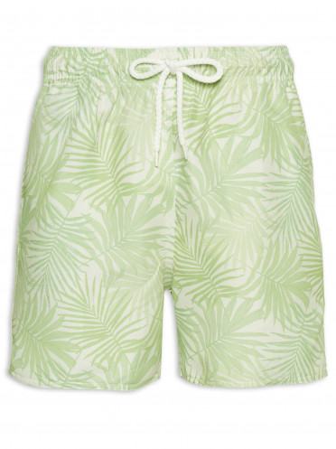 Short Masculino Beachwear Estampado Folhagem - Verde