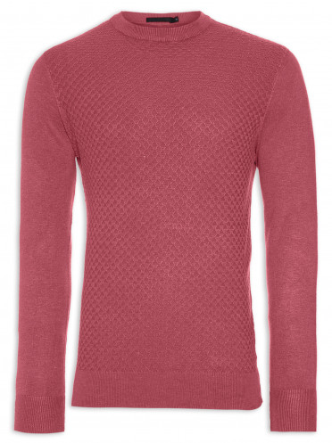 Suéter Masculino Tricot Textura - Vermelho